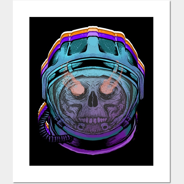 Colorful Skull Astronaut Wall Art by DeathAnarchy